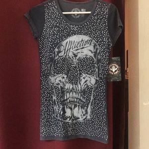 Grey affliction top with crystals